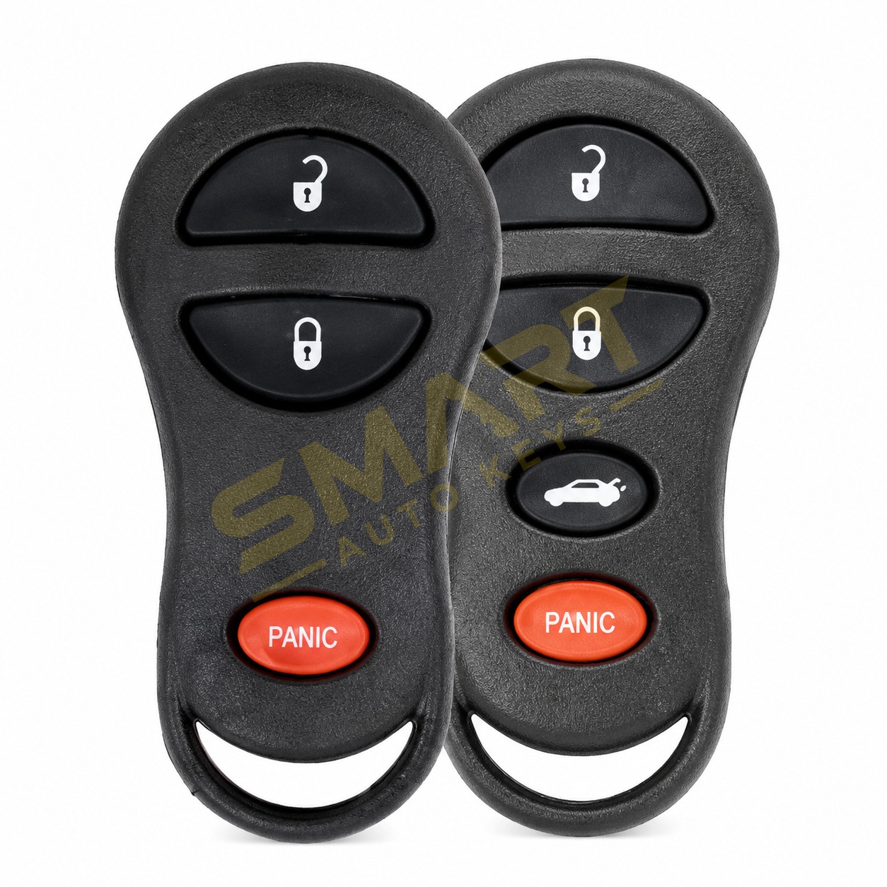 Chrysler / Dodge / Jeep Concorde, LHS, Sebring, Town & Country, Voyager, Caravan / Grand Caravan, Dakota, Durango, Intrepid, RAM, Stratus, Viper, Liberty Chrysler Remote GQ43VT17T | Smart Auto Keys Chrysler / Dodge / Jeep Concorde, LHS, Sebring, Town & Country, Voyager, Caravan / Grand Caravan, Dakota, Durango, Intrepid, RAM, Stratus, Viper, Liberty Chrysler Remote GQ43VT17T replacement spare car key - supplied, cut and programmed by Smart Auto Keys
