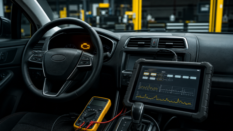 Engine warning light diagnostic scan with live data and electrical testing