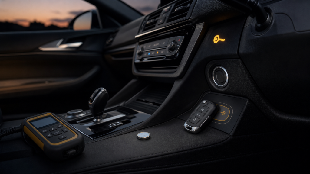 Smart key at the emergency recognition point during keyless entry diagnosis