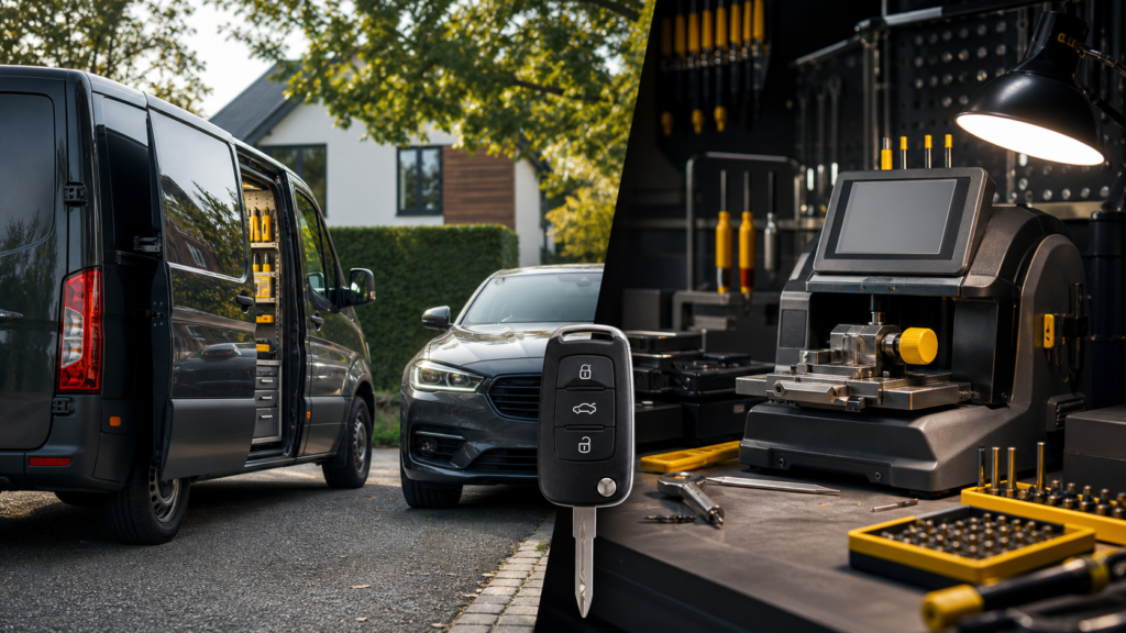 Mobile auto locksmith service compared with a workshop appointment