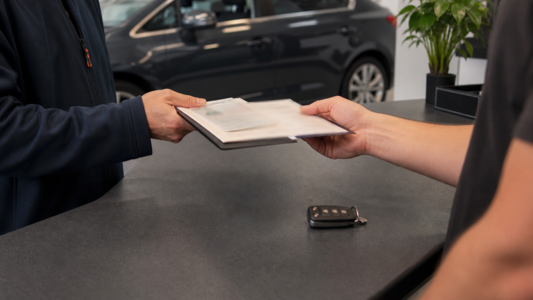 Vehicle registration document and identification checked before replacement car key work