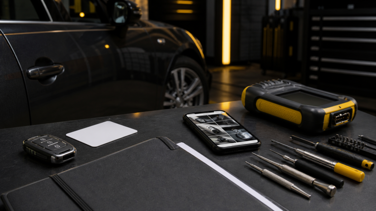 Vehicle details and key information prepared for a replacement car key quote