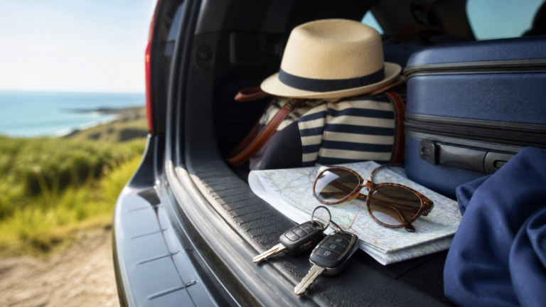 Spare car key prepared safely before a family driving holiday